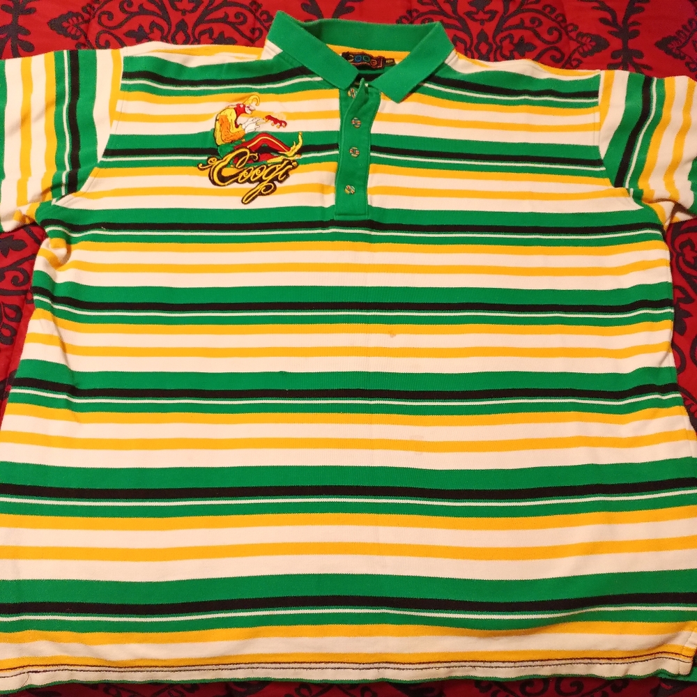 VTG 90s Coogi Mens Polo Shirt Striped Joker Sz 3XL